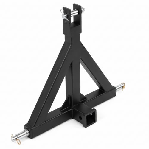 NEWBULIG 3-Point 2 Inch Receiver Trailer Hitch, Corrosion-Resistant Category 1 Tractor Hitch, Quick-Install Tractor Drawbar Adapter Compatible with NorTrac, BX, John Deere, Kubota, Black