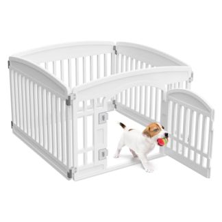 NEWBULIG Dog Playpen 4-Panel, 24IN Puppy Playpen, Stable Dog Play Pen Indoors/Outdoor with Secure Locking Door, Plastic Pet Fence for Small & Medium Dogs