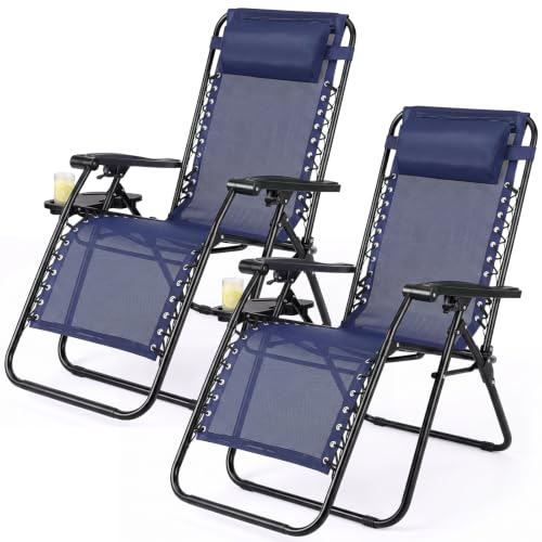 NEWBULIG Zero Gravity Chairs Set of 2, Folding Lounge Recliner Chair