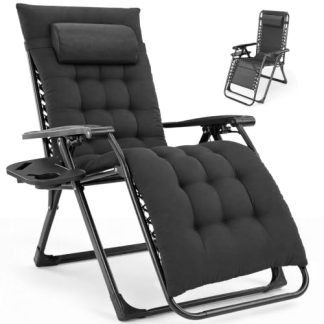 NEWBULIG Zero Gravity Chair, Folding Patio Recliner with Cup Holder Trays