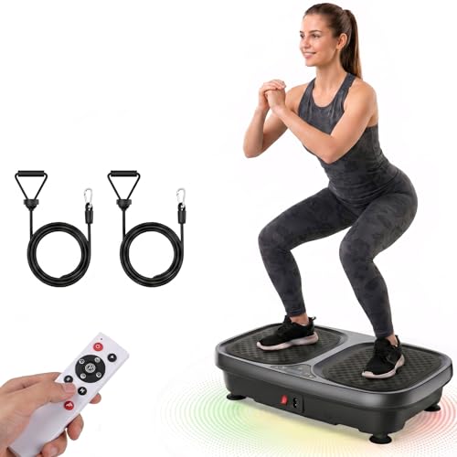 NEWBULIG Vibration Plate Exercise Machine for Whole Body Workout, Vibrating Shaker Platform with Remote & Pull Ropes for Weight Loss Fat Burner, Home Gym Fitness Equipment, Black