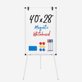 Magnetic Dry Erase Board 40 x 28 Inch, White Board with Adjustable Stand, Heavy-Duty Aluminum Frame & Accessory Tray for Office, Classroom, Home & Presentations, Black - Silver | NEWBULIG