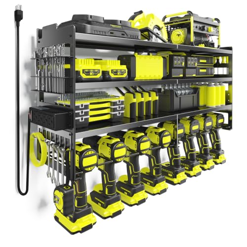 NEWBULIG Large 33 Inch Power Tool Organizer with 4-Outlet Power Strip
