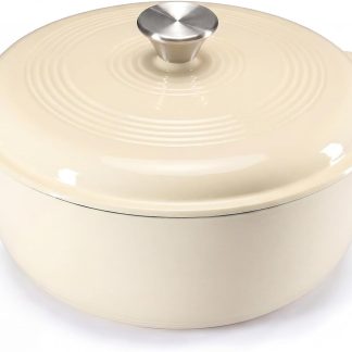 6 Quart Cast Iron Dutch Oven, Enamel Dutch Oven Pot with Lid Beige - Beige-1 | NEWBULIG