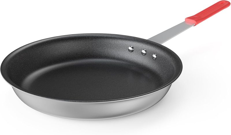 Nonstick Frying Pan, 14 Inch Heavy-Gauge Aluminum Skillet with Ceramic Nonstick Coating & Stainless Steel Base for Induction, Electric, Gas, Oven Safe, Red Hanging Handle - view 1 of 6 | NEWBULIG