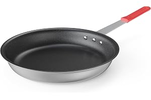 NEWBULIG Nonstick Frying Pan, 14 Inch Heavy-Gauge Aluminum Skillet with Ceramic Nonstick Coating & Stainless Steel Base for Induction, Electric, Gas, Oven Safe, Red Hanging Handle