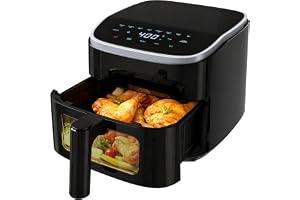 NEWBULIG Air Fryer, 4QT Airfryer 8 Presets, Viewing Window, Nonstick Basket