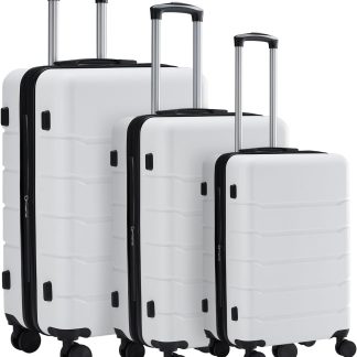 20 Inch Carry On Luggage, Suitcase with Spinner Wheels - White | NEWBULIG