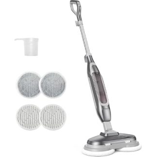 NEWBULIG Scrubbing Steam Mop, Spin Steam Mops for Floor Cleaning with LED