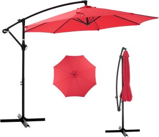 10FT Patio Umbrella, Cantilever Umbrella, UV Protection - Red | NEWBULIG