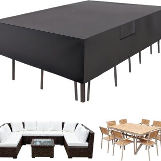 Patio Furniture Cover Waterproof 108L x 82W x 28H Inch, Black | NEWBULIG