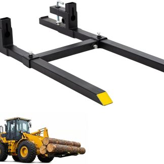 60-Inch Pallet Forks Tractor Attachments, 2000LBS Capacity Clamp-On Bucket Pallet Forks with Stabilizer Bar, Heavy-Duty Tractor for Skid Steer Loader, Mini Excavator Attachments, Black | NEWBULIG