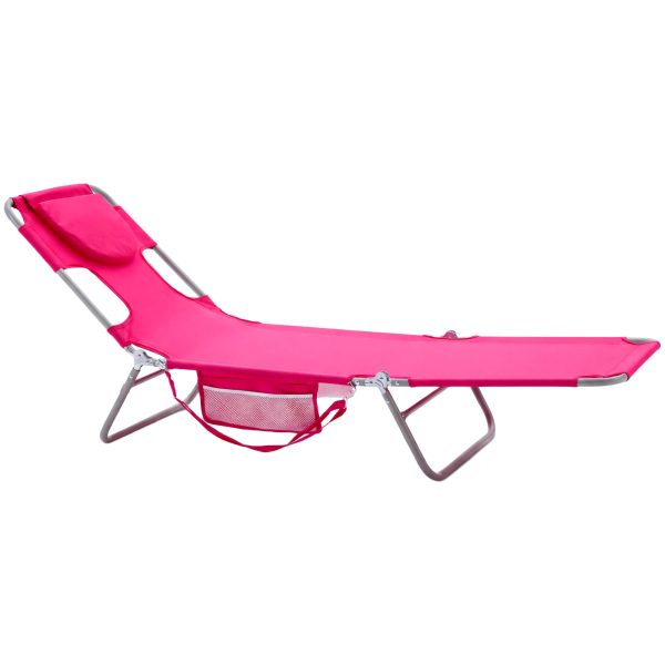 NEWBULIG Beach Lounge Chair Outdoor, Tanning Chair with Face Hole, Pink