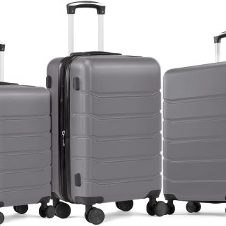 20 Inch Carry On Luggage, Suitcase with Spinner Wheels - Dark Grey | NEWBULIG