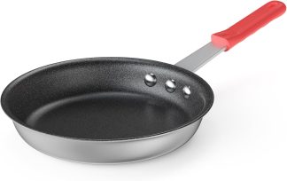 Nonstick Frying Pan, 14 Inch Heavy-Gauge Aluminum Skillet with Ceramic Nonstick Coating & Stainless Steel Base for Induction, Electric, Gas, Oven Safe, Red Hanging Handle - Red | NEWBULIG