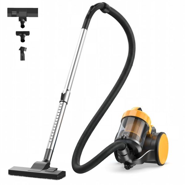 NEWBULIG Canister Vacuum Cleaner for Home, Bagless Vacuum Cleaner, Yellow