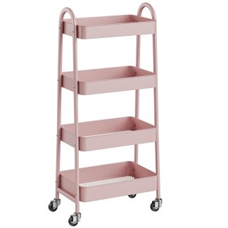 NEWBULIG 4-Tier Metal Rolling Storage Utility Cart with Lockable Wheels