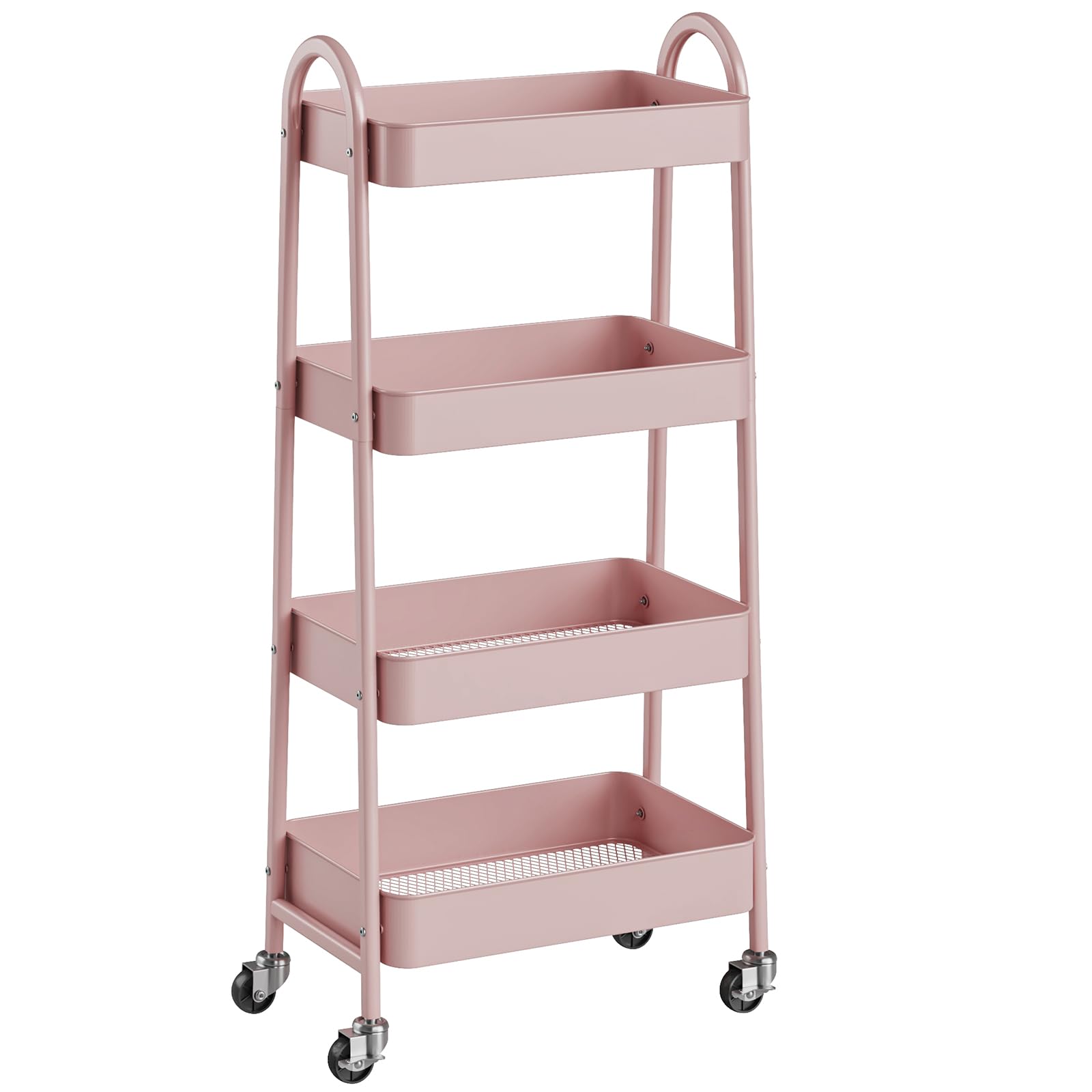 NEWBULIG 4-Tier Metal Rolling Storage Utility Cart with Lockable Wheels