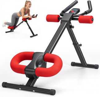 Ab Machine, Abs Workout Equipment for Home Gym, Adjustable Ab Trainer Machine for Stomach Workout, Foldable, 440 LBS - Red | NEWBULIG