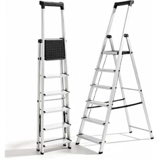 NEWBULIG 6 Step Ladder, 330lbs Capacity Folding Aluminum Step Stool