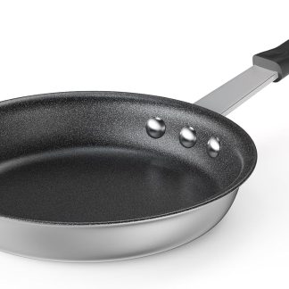 Nonstick Frying Pan, 14 Inch Heavy-Gauge Aluminum Skillet with Ceramic Nonstick Coating & Stainless Steel Base for Induction, Electric, Gas, Oven Safe, Red Hanging Handle - Black | NEWBULIG