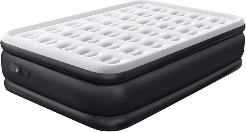 Twin Air Mattress with Built in Pump, 16 inch Raised Inflatable Blow up Flocked Surface Air Bed 330 lbs Weight Capacity Portable for Camping, Guests and Home - view 1 of 6 | NEWBULIG