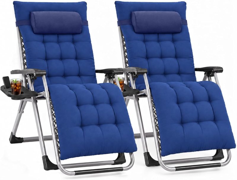 Zero Gravity Chair, Folding Patio Recliner with Cup Holder Trays - view 1 of 6 | NEWBULIG