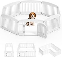Dog Playpen 4-Panel, 24IN Puppy Playpen, Stable Dog Play Pen Indoors/Outdoor with Secure Locking Door, Plastic Pet Fence for Small & Medium Dogs - view 1 of 6 | NEWBULIG
