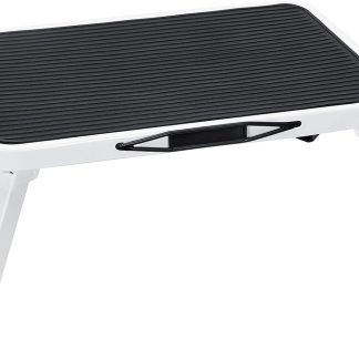 Foldable Step Stool, 330lbs Reinforced Sturdy Metal - Classic Black & White | NEWBULIG
