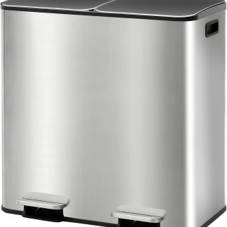 16 Gallon Dual Compartment Kitchen Trash Can, Stainless Steel, 60L - Silver | NEWBULIG