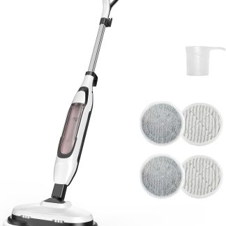 Scrub & Steam Mop for Floor Cleaning with Dual Rotating Mop Pads - White | NEWBULIG