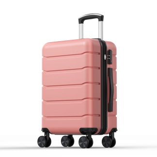 NEWBULIG 20 Inch Carry on Luggage, Hard Shell Suitcase, Pink