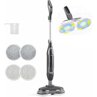 NEWBULIG Scrub & Steam Mop for Floor Cleaning with Dual Rotating Mop Pads