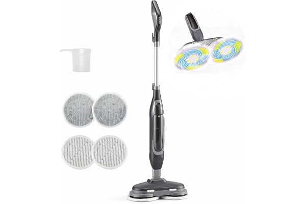NEWBULIG Scrub & Steam Mop for Floor Cleaning with Dual Rotating Mop Pads