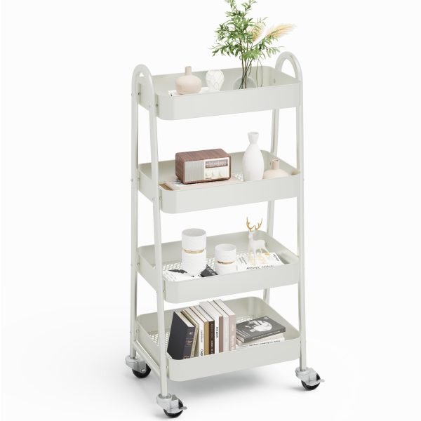 NEWBULIG 4-Tier Metal Rolling Storage Utility Cart with Lockable Wheels