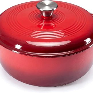6 Quart Cast Iron Dutch Oven, Enamel Dutch Oven Pot with Lid Beige - RED | NEWBULIG
