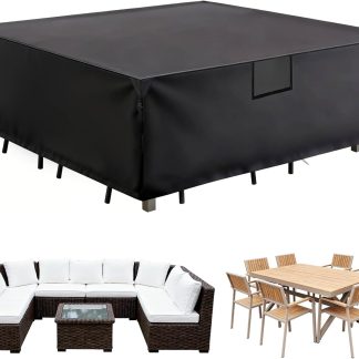 Patio Furniture Cover Waterproof 108L x 82W x 28H Inch, Black | NEWBULIG