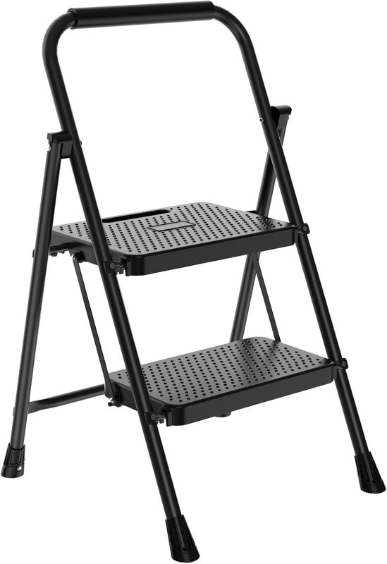 Two Step Ladder, Foldable Step Stool with Safety Lock - view 1 of 6 | NEWBULIG