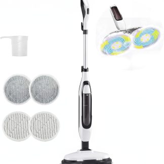 Scrub & Steam Mop for Floor Cleaning with Dual Rotating Mop Pads - White | NEWBULIG