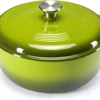 6 Quart Cast Iron Dutch Oven, Enamel Dutch Oven Pot with Lid Beige - Green | NEWBULIG