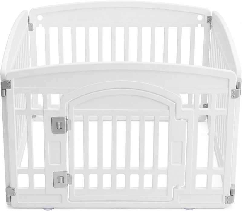 Dog Playpen 4-Panel, 24IN Puppy Playpen, Stable Dog Play Pen Indoors/Outdoor with Secure Locking Door, Plastic Pet Fence for Small & Medium Dogs - view 1 of 6 | NEWBULIG