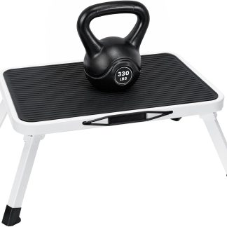Foldable Step Stool, 330lbs Reinforced Sturdy Metal - Black+white | NEWBULIG