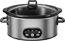 Slow Cooker 6 Quart, Large Slow Cooker, Ceramic Nonstick Coating, 3 Adjustable Temp Multi Cookers with Dishwasher Safe Stoneware Pot & Tempered Glass Lid, 35in Tangle Free Cord Wrap, Black - view 1 of 6 | NEWBULIG