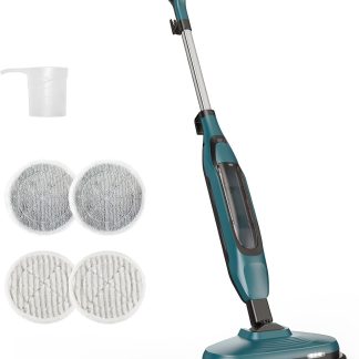 Scrubbing Steam Mop, Spin Steam Mops for Floor Cleaning with LED - Modern Teal | NEWBULIG