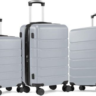 20 Inch Carry On Luggage, Suitcase with Spinner Wheels - Light Grey | NEWBULIG
