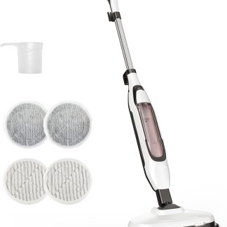 Scrubbing Steam Mop, Spin Steam Mops for Floor Cleaning with LED - Modern White | NEWBULIG