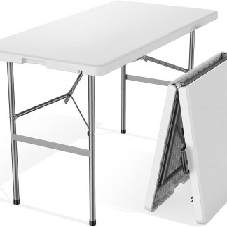 4 FT Foldable Table, Easy to Fold and Store - White | NEWBULIG