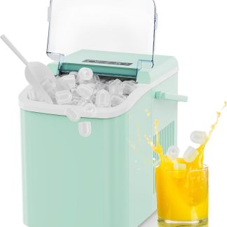 Countertop Ice Maker Machine with Handle, Portable Ice Maker - Green | NEWBULIG