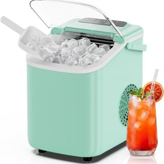 Ice Maker, Countertop Ice Machine with Portable Handle - Green | NEWBULIG