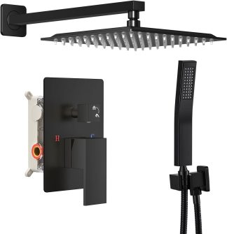 Shower Faucet Set with Handheld, 10 Inch Head, Matte Black - Matte Black | NEWBULIG